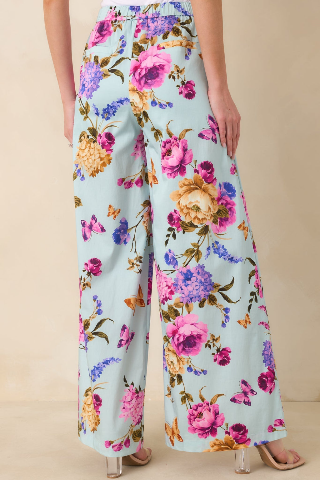 Women's Prosperina Barrett Blue Multi Floral Cotton Wide Leg Pants | 98% Cotton & 2% Spandex 5