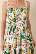 Women's Prosperina Darcy Green & Pink Multi Floral Cotton Midi Dress | 100% Cotton 1