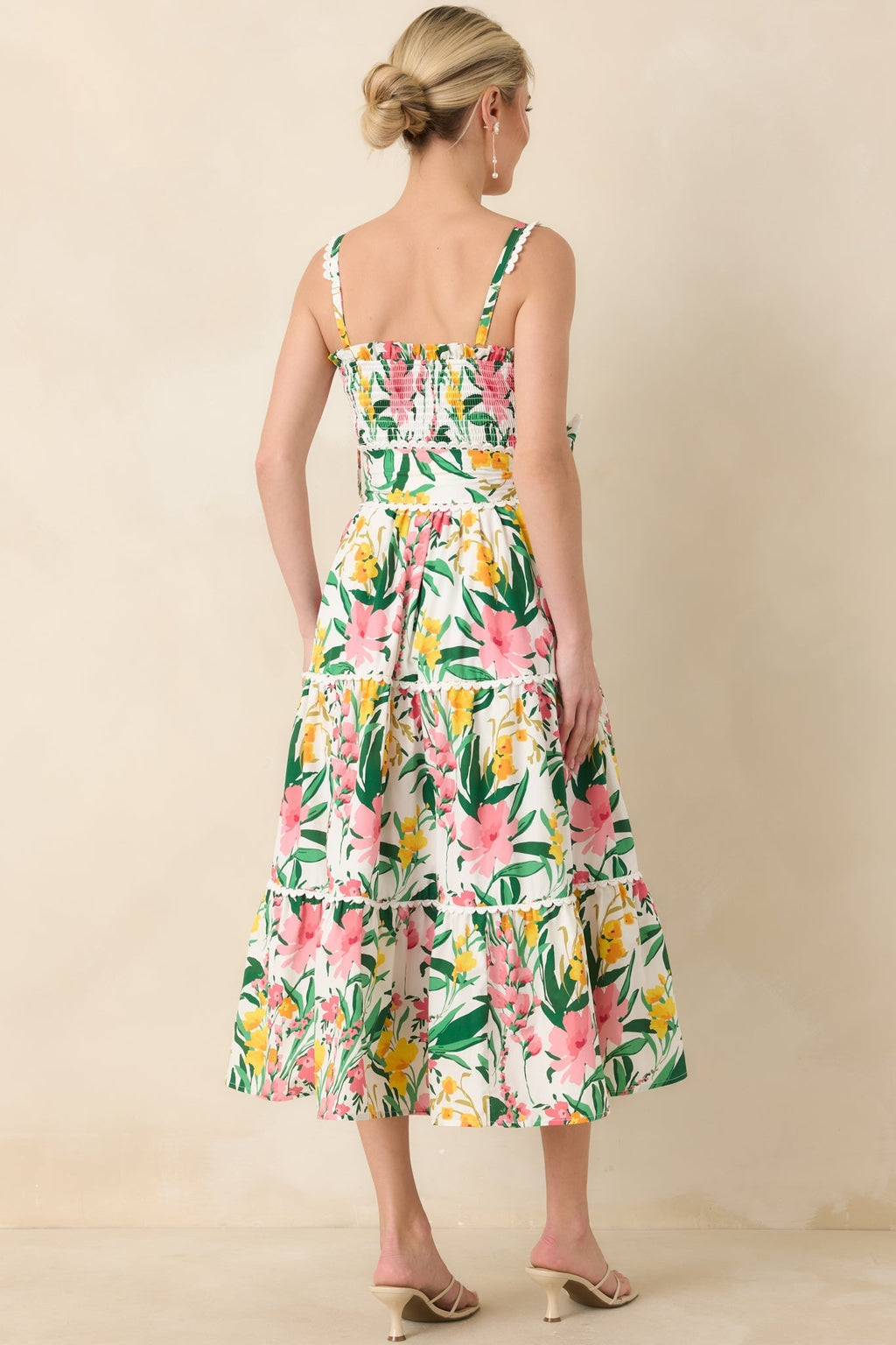 Women's Prosperina Darcy Green & Pink Multi Floral Cotton Midi Dress | 100% Cotton 6