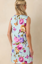 Women's Prosperina Emily Blue Multi Floral Cotton Shift Mini Dress | 98% Cotton & 2% Spandex 6