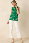 Women's Prosperina Hope Green Multi Floral Cotton Sleeveless Top | 100% Cotton 0