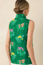 Women's Prosperina Hope Green Multi Floral Cotton Sleeveless Top | 100% Cotton 7