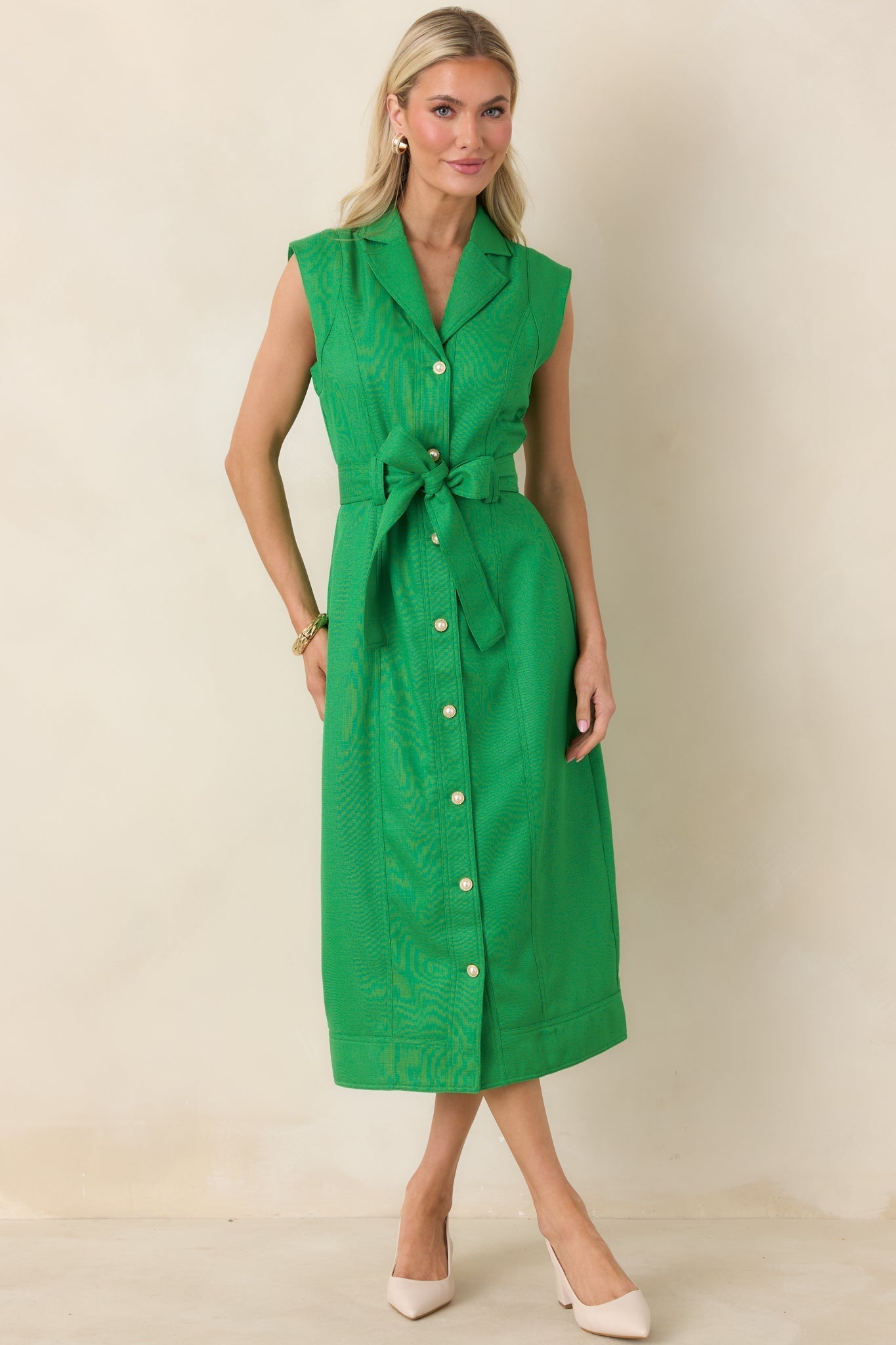 Women's Prosperina Jacqueline Green Midi Dress | 95% Polyester & 5% Spandex 0