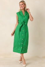 Women's Prosperina Jacqueline Green Midi Dress | 95% Polyester & 5% Spandex 2