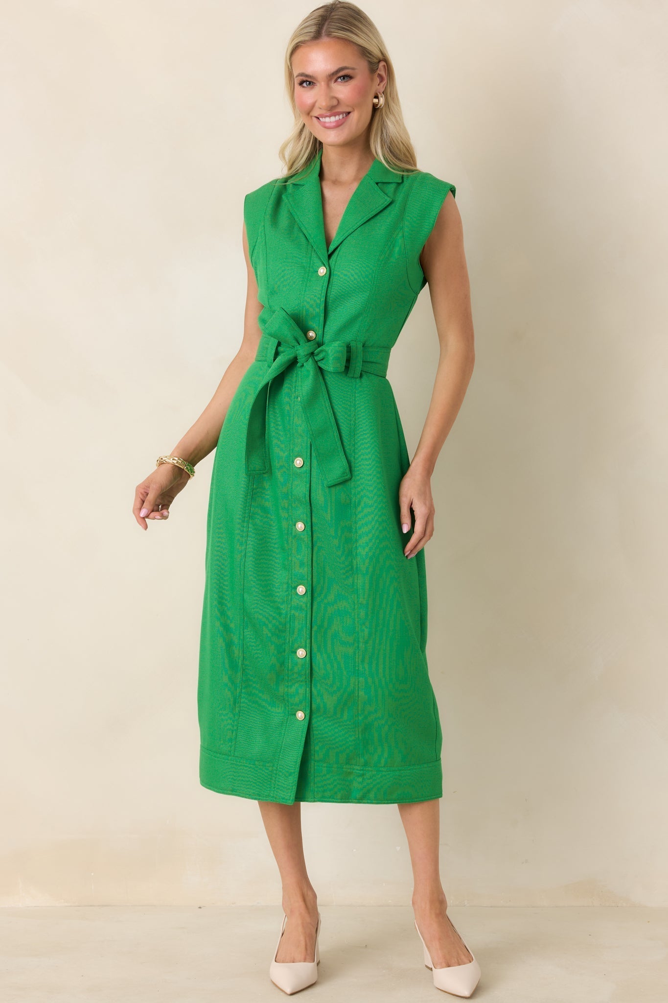 Women's Prosperina Jacqueline Green Midi Dress | 95% Polyester & 5% Spandex 3