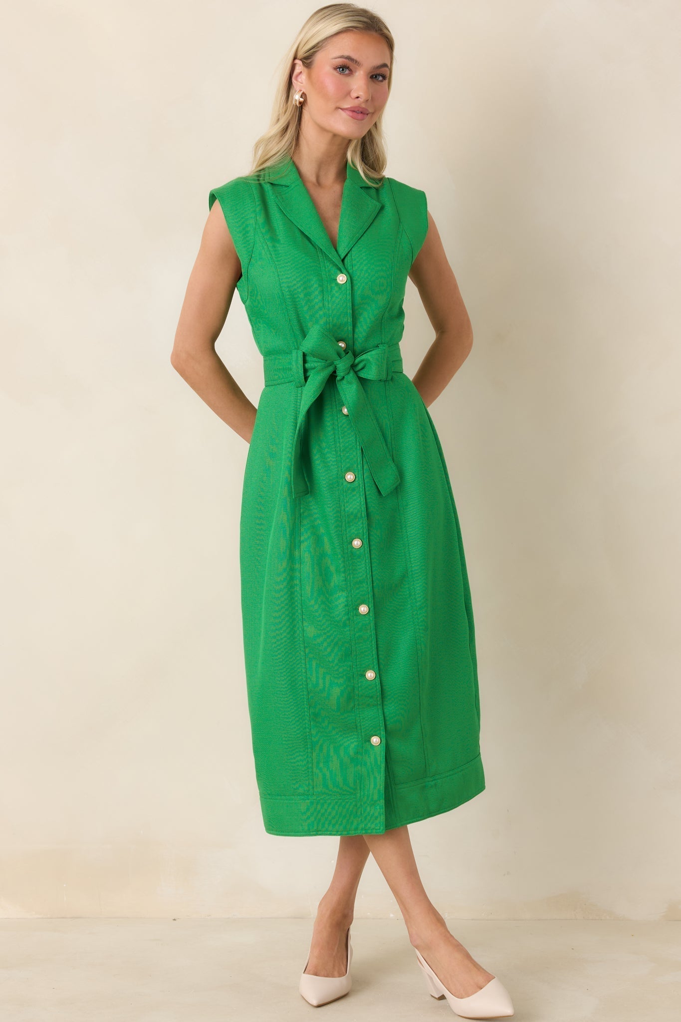 Women's Prosperina Jacqueline Green Midi Dress | 95% Polyester & 5% Spandex 4