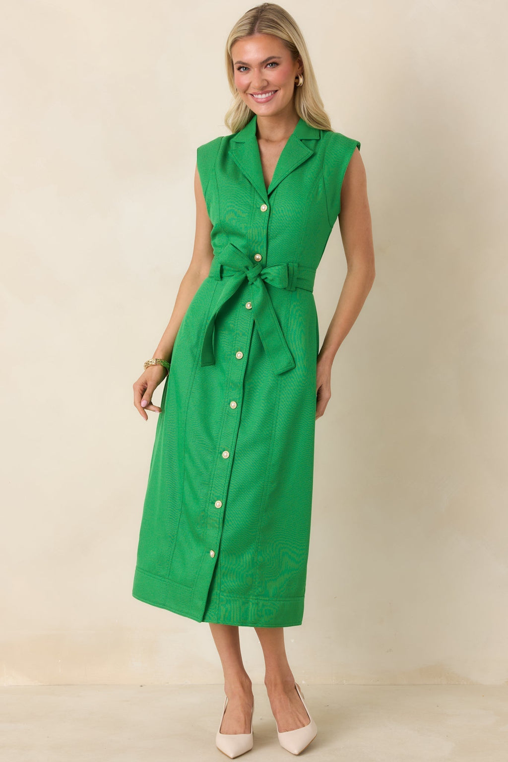 Women's Prosperina Jacqueline Green Midi Dress | 95% Polyester & 5% Spandex 5