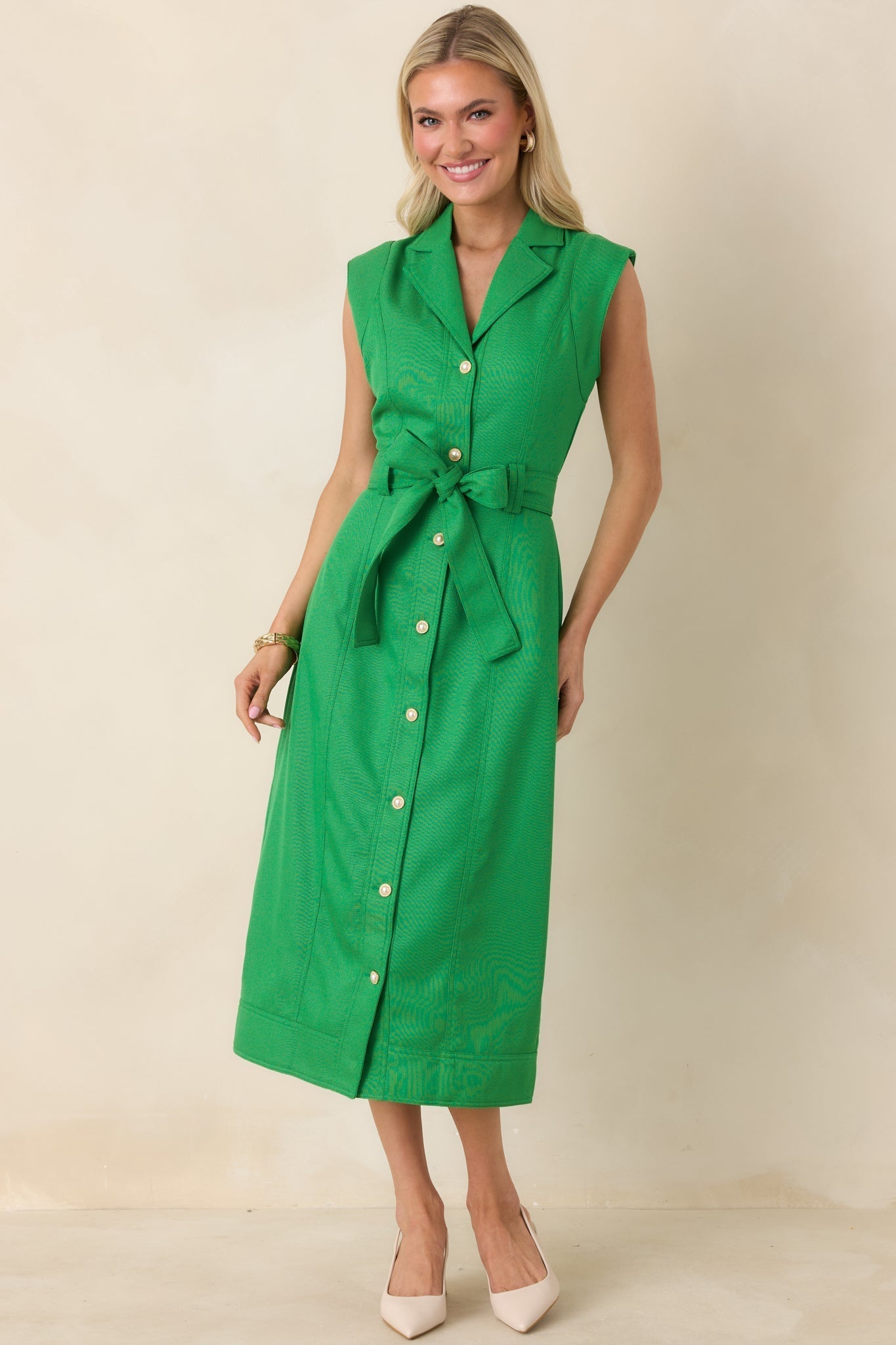 Women's Prosperina Jacqueline Green Midi Dress | 95% Polyester & 5% Spandex 5