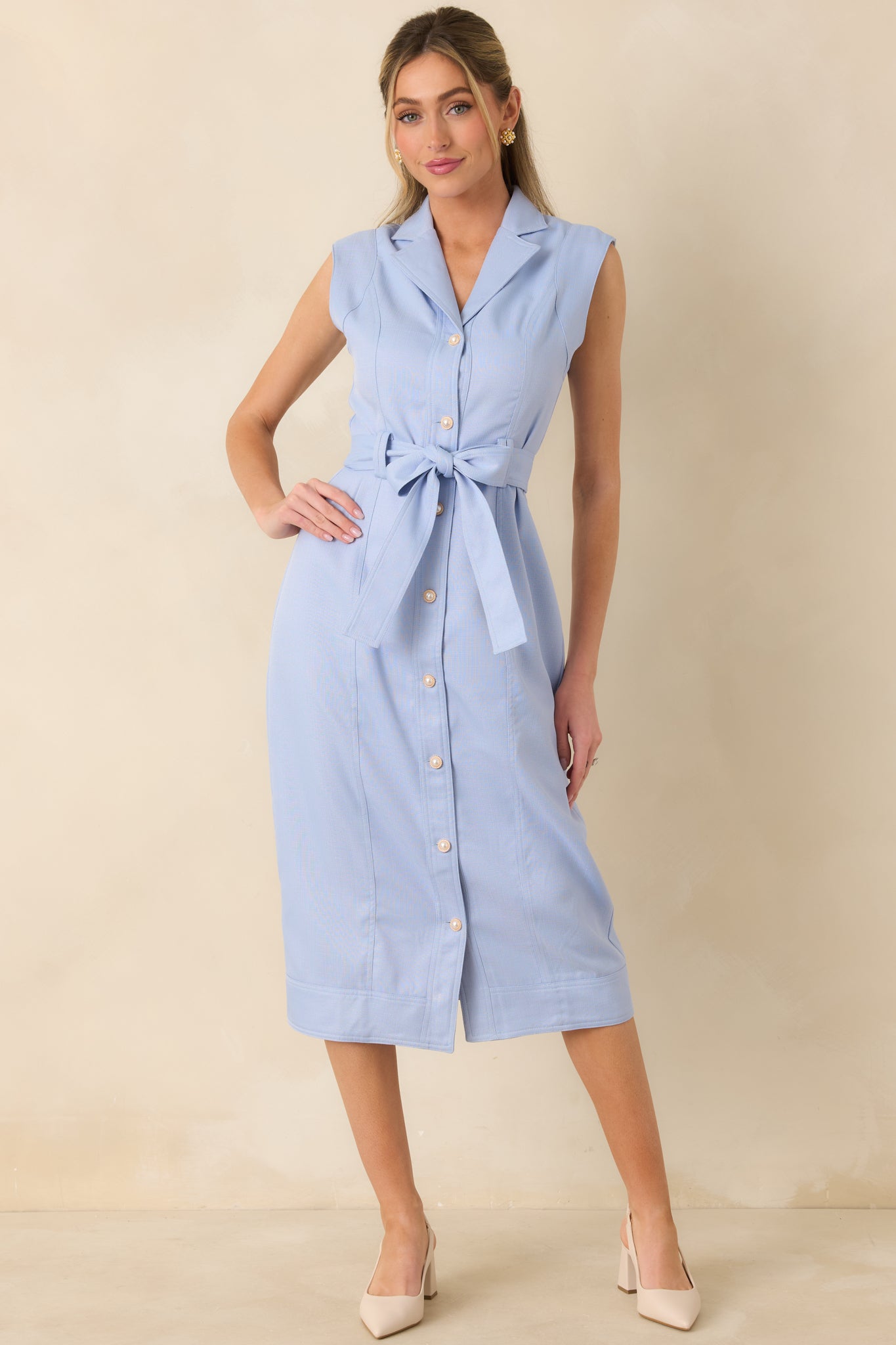 Women's Prosperina Jacqueline Sky Blue Midi Dress | 95% Polyester & 5% Spandex 2