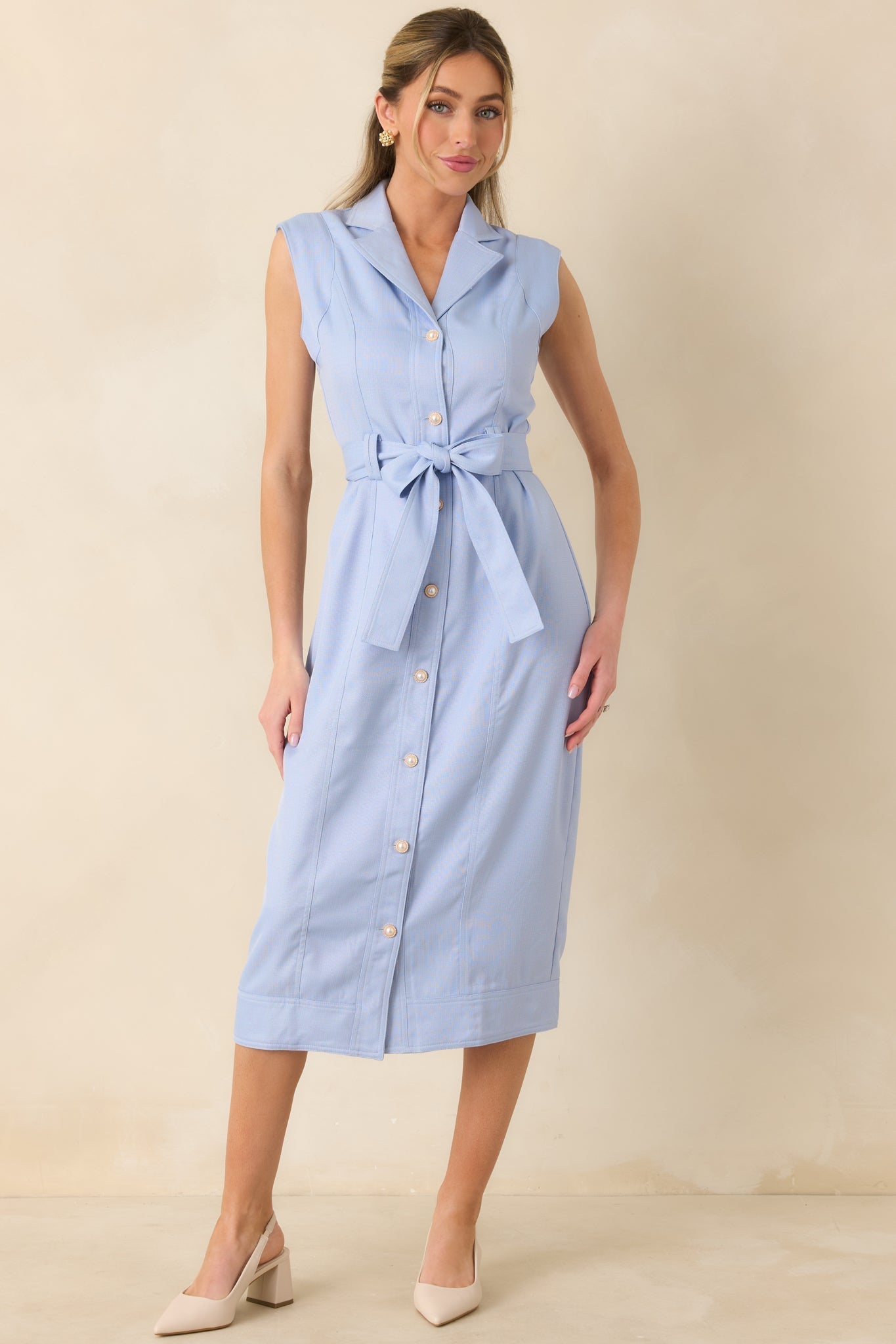 Women's Prosperina Jacqueline Sky Blue Midi Dress | 95% Polyester & 5% Spandex 3