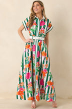Women's Prosperina Jocelyn Green Multi Floral Stripe Cotton Maxi Dress | 100% Cotton Contrast: 100% Cotton 4