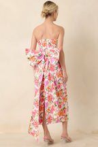 Women's Prosperina Lisette Pink Multi Floral Cotton Strapless Midi Dress | 100% Cotton 7