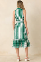 Women's Prosperina Lourdes Green Stripe Cotton Sleeveless Midi Dress | 100% Cotton 6