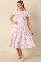 Women's Prosperina Margot Blue & Pink Floral Cotton Reversible Midi Dress | Self A: 97% Cotton & 3% Spandex 0