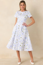 Women's Prosperina Margot Blue & Pink Floral Cotton Reversible Midi Dress | Self A: 97% Cotton & 3% Spandex 1