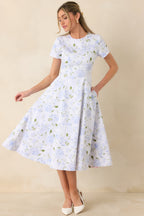 Women's Prosperina Margot Blue & Pink Floral Cotton Reversible Midi Dress | Self A: 97% Cotton & 3% Spandex 2