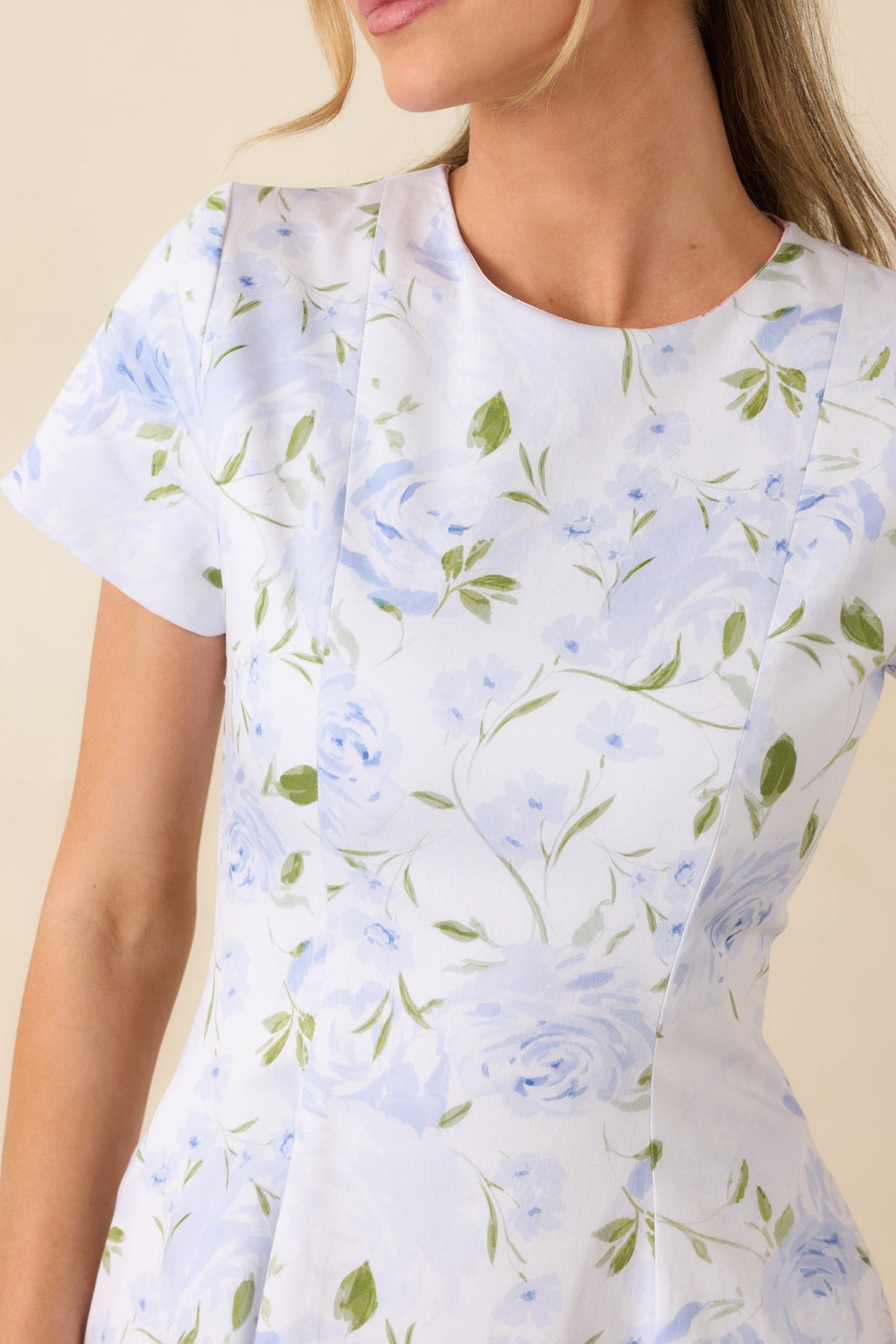 Women's Prosperina Margot Blue & Pink Floral Cotton Reversible Midi Dress | Self A: 97% Cotton & 3% Spandex 3