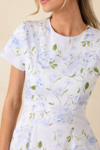 Women's Prosperina Margot Blue & Pink Floral Cotton Reversible Midi Dress | Self A: 97% Cotton & 3% Spandex 3