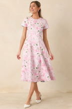 Women's Prosperina Margot Blue & Pink Floral Cotton Reversible Midi Dress | Self A: 97% Cotton & 3% Spandex 4