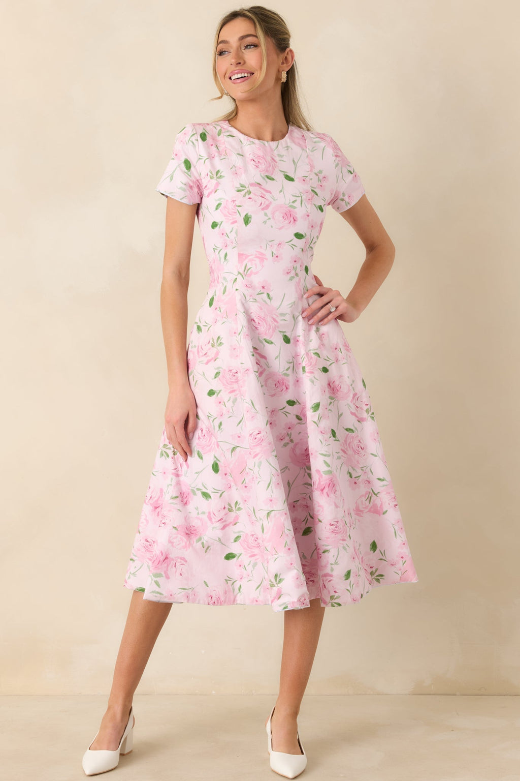 Women's Prosperina Margot Blue & Pink Floral Cotton Reversible Midi Dress | Self A: 97% Cotton & 3% Spandex 5