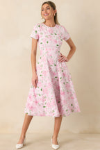 Women's Prosperina Margot Blue & Pink Floral Cotton Reversible Midi Dress | Self A: 97% Cotton & 3% Spandex 5