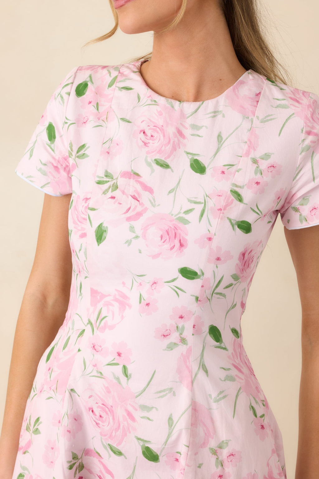 Women's Prosperina Margot Blue & Pink Floral Cotton Reversible Midi Dress | Self A: 97% Cotton & 3% Spandex 6