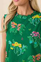 Women's Prosperina Nellie Green Multi Floral Cotton Sleeveless Mini Dress | 100% Cotton 2