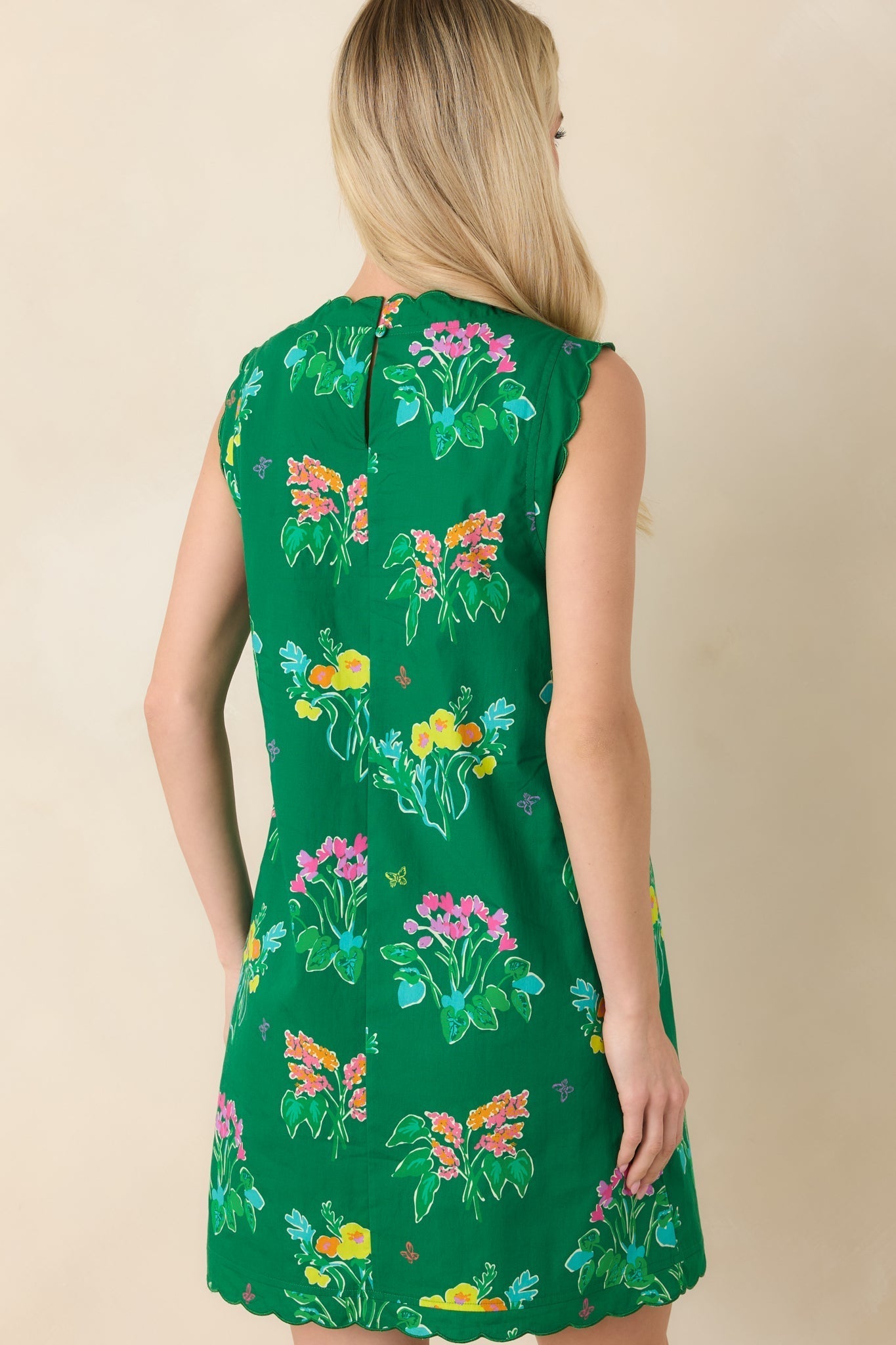 Women's Prosperina Nellie Green Multi Floral Cotton Sleeveless Mini Dress | 100% Cotton 7