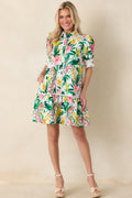 Women's Prosperina Rayne Green & Pink Multi Floral Cotton Mini Dress | 100% Cotton 0