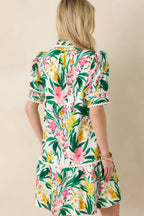 Women's Prosperina Rayne Green & Pink Multi Floral Cotton Mini Dress | 100% Cotton 6