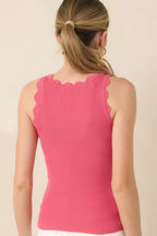 Women's Prosperina Shay Azalea Pink Scallop Cotton Tank | 100% Cotton 7
