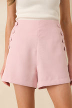 Women's Prosperina Sylvie Light Pink High Waisted Shorts | 95% Polyester & 5% Spandex 0