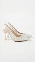 Women's Rachel Collection | Wedding Shoes for Bride - Lace Heeled Sandals with Floral Design for Elegant Occasions | Ele 0