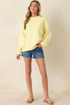 Women's Radiant Vibes Yellow Crewneck Sweatshirt | 81% Cotton & 19% Polyester 3