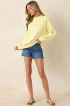 Women's Radiant Vibes Yellow Crewneck Sweatshirt | 81% Cotton & 19% Polyester 5