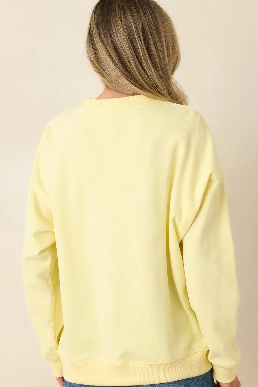 Women's Radiant Vibes Yellow Crewneck Sweatshirt | 81% Cotton & 19% Polyester 7