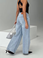 Women's Ramos Low Rise Denim Jeans Light Wash | Low-rise wide leg denim jeans 7