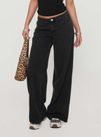Women's Ramos Low Rise Straight Leg Jeans Washed Black Petite | Princess Polly Petite 1