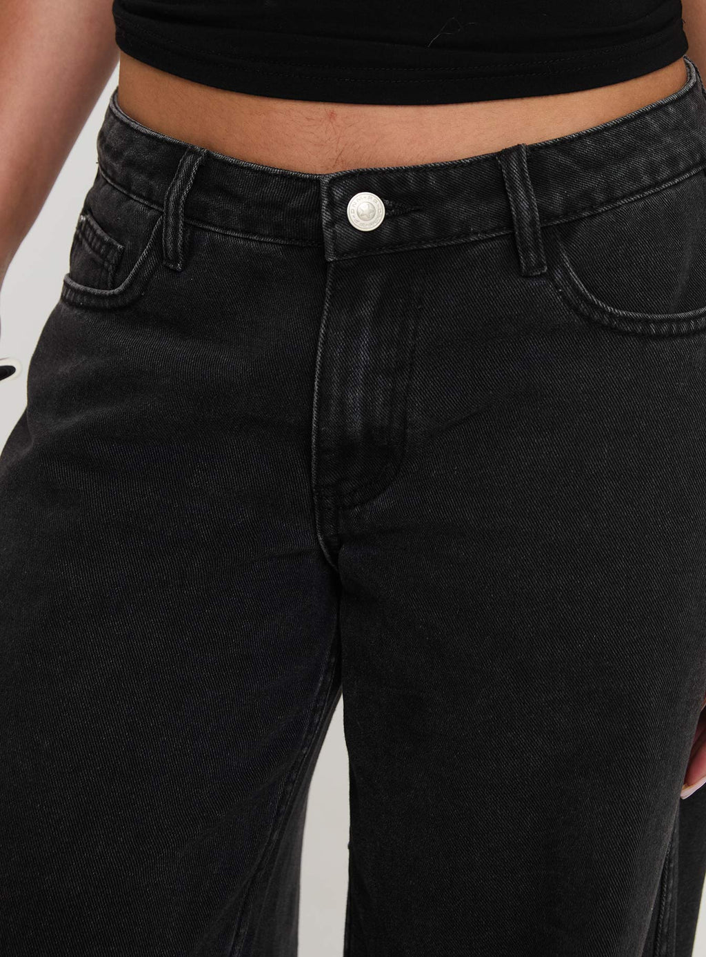 Women's Ramos Low Rise Straight Leg Jeans Washed Black Petite | Princess Polly Petite 5