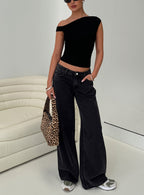 Women's Ramos Low Rise Straight Leg Jeans Washed Black Petite | Princess Polly Petite 7