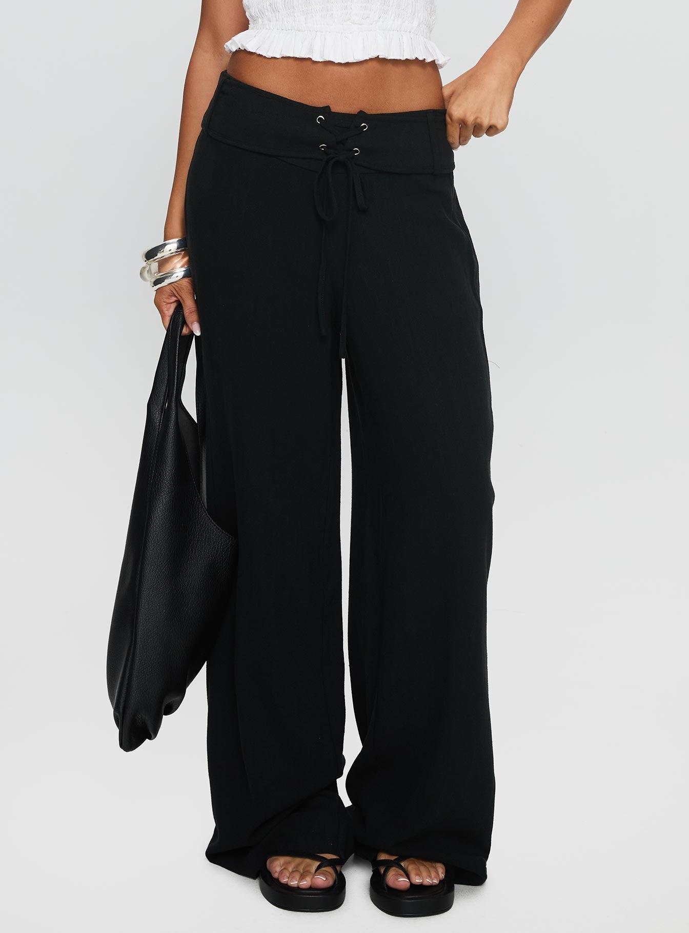 Women's Raymonde Pants Black | Linen blend pants 1