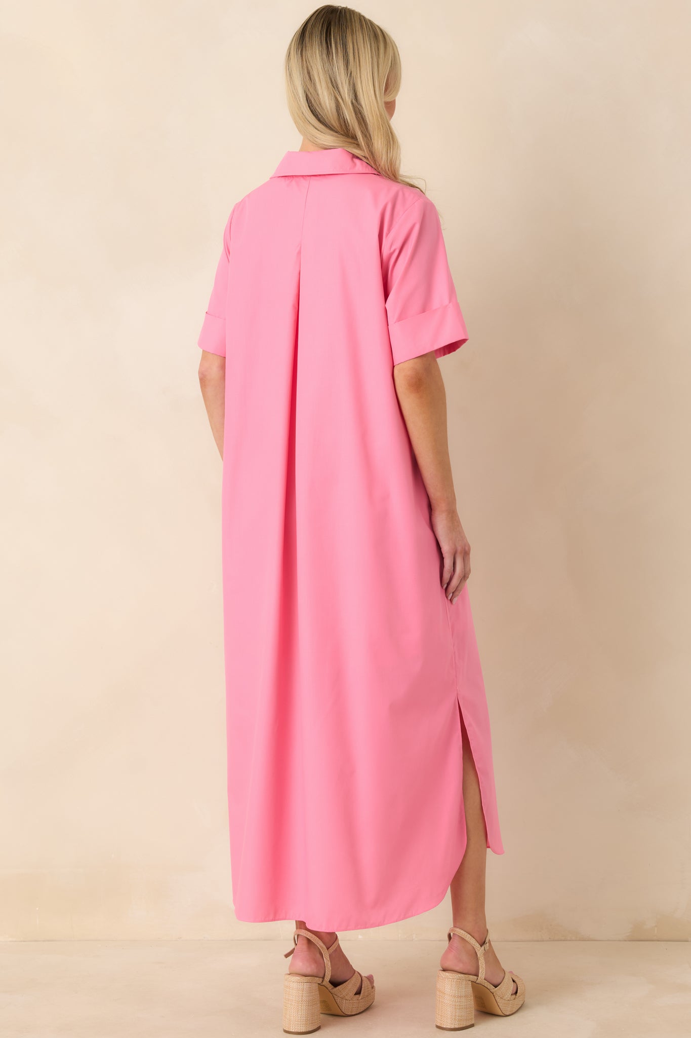 Women's Read The Signs Pink Short Sleeve Maxi Dress | 80% Polyester & 20% Cotton 7