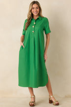 Women's Read the Signs Green Short Sleeve Maxi Dress | 80% Polyester & 20% Cotton 0