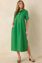 Women's Read the Signs Green Short Sleeve Maxi Dress | 80% Polyester & 20% Cotton 2