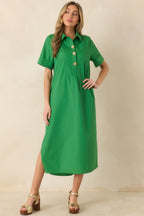 Women's Read the Signs Green Short Sleeve Maxi Dress | 80% Polyester & 20% Cotton 3