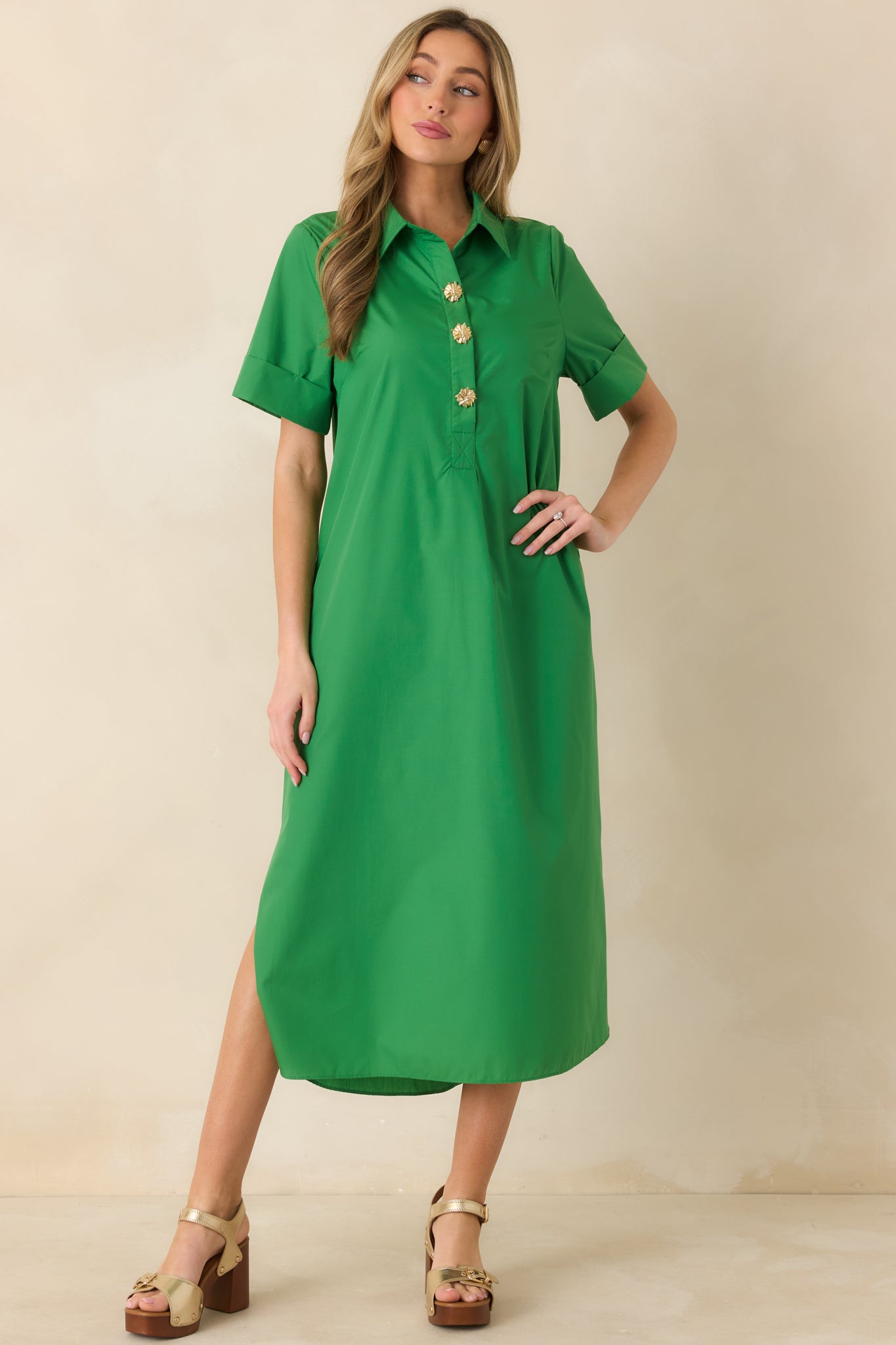 Women's Read the Signs Green Short Sleeve Maxi Dress | 80% Polyester & 20% Cotton 3