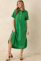 Women's Read the Signs Green Short Sleeve Maxi Dress | 80% Polyester & 20% Cotton 4