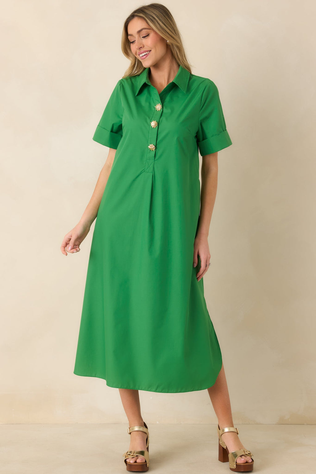 Women's Read the Signs Green Short Sleeve Maxi Dress | 80% Polyester & 20% Cotton 5