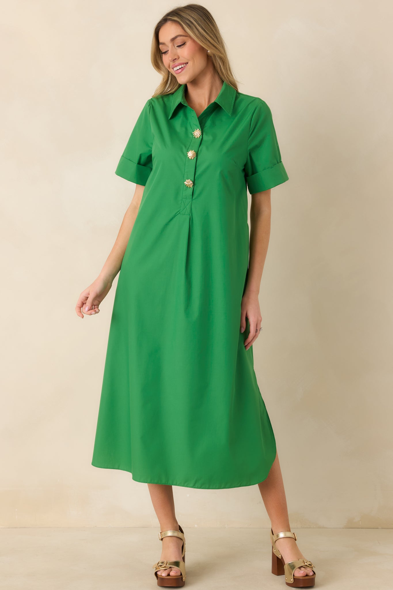 Women's Read the Signs Green Short Sleeve Maxi Dress | 80% Polyester & 20% Cotton 5