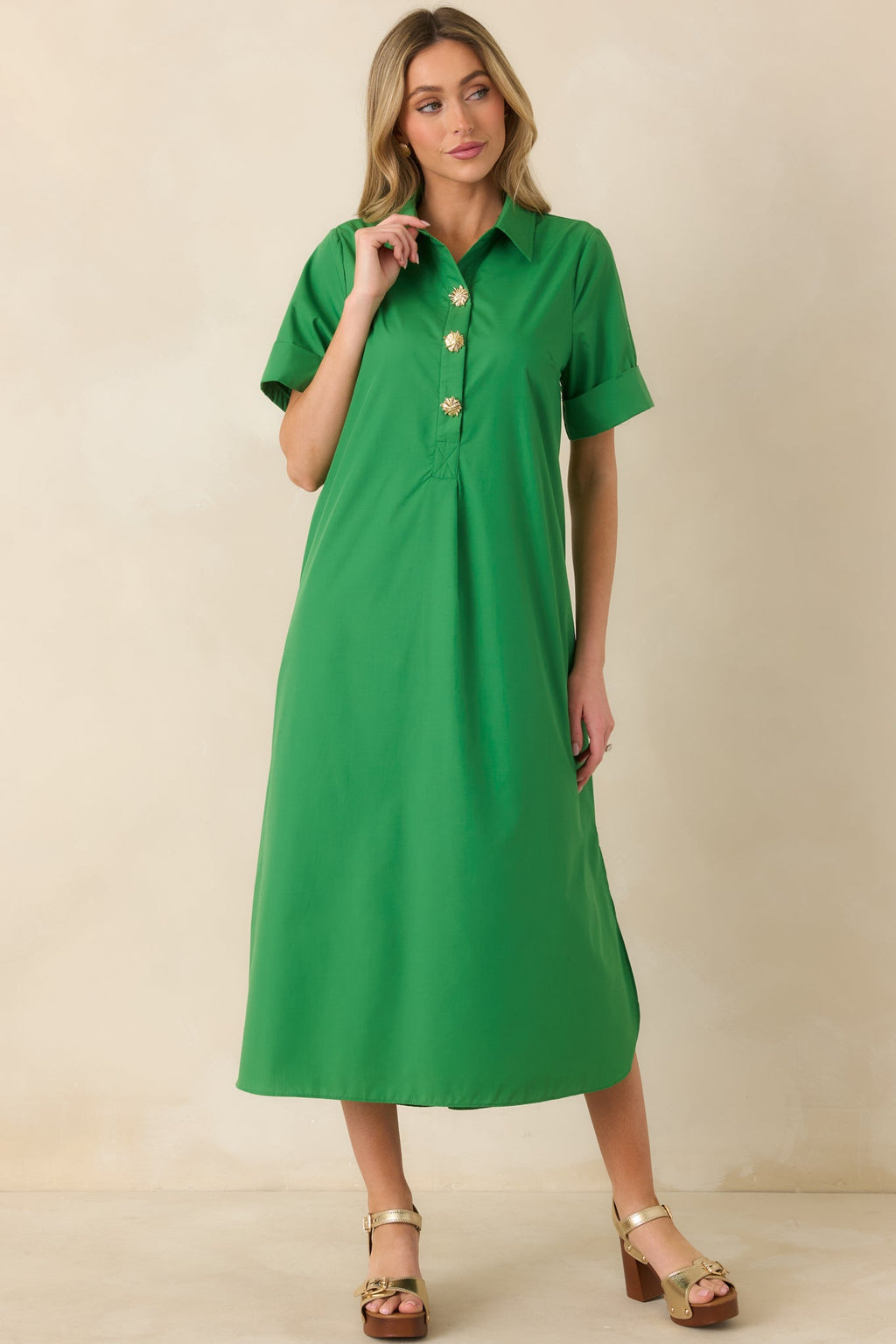 Women's Read the Signs Green Short Sleeve Maxi Dress | 80% Polyester & 20% Cotton 6
